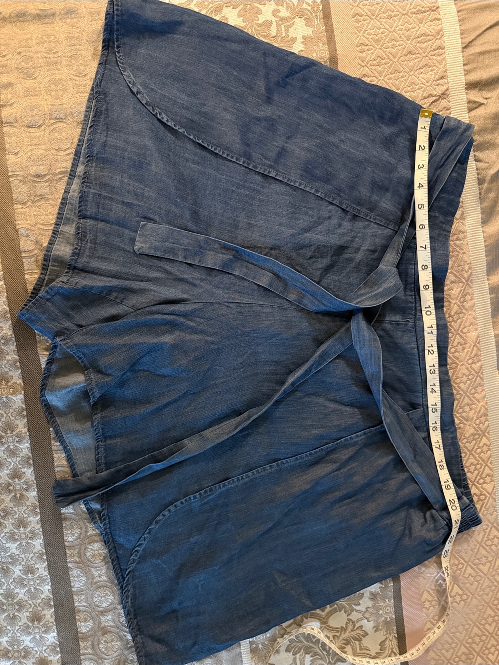 Tribal Dark Blue Wrap Skort with Tie Waist